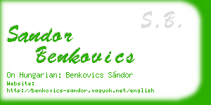sandor benkovics business card